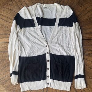 Madewell - Black and White Striped Cardigan